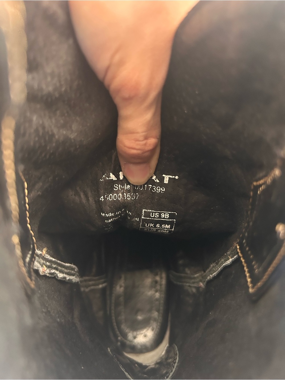 Ariat Black Leather Western Boots - Stitched Detail - Picture 4 of 4